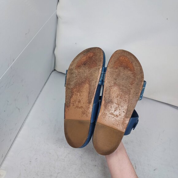 Louis Vuitton Denim Blue Buckle Bom Dia Monogram Flat Sandal - Picture 2 of 15